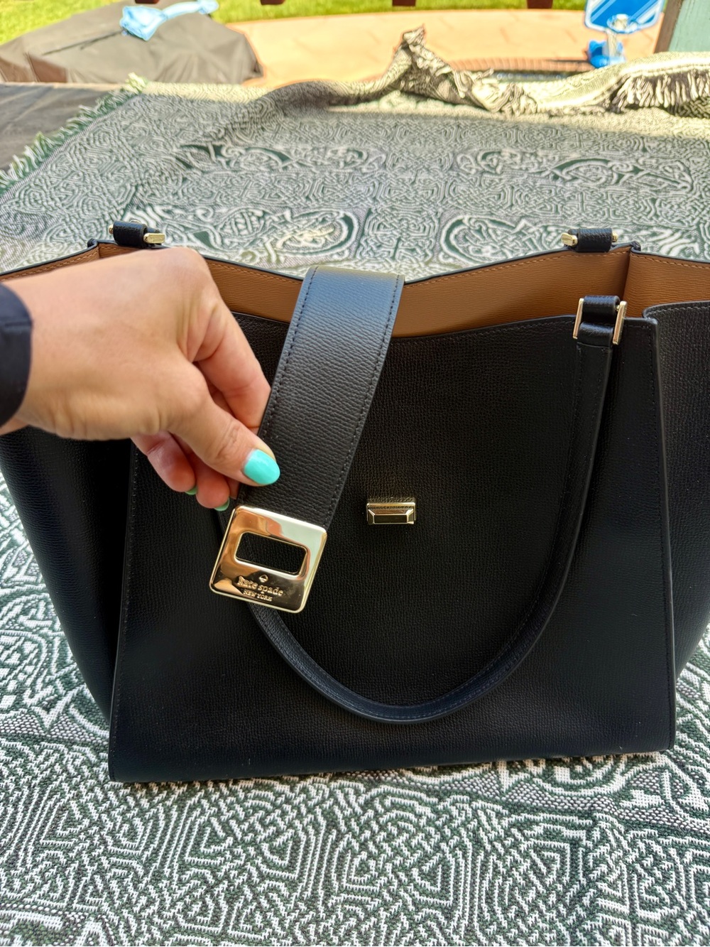 New Large Kate Spade Phoebe Tote Bag Black Leather - Picture 4 of 9
